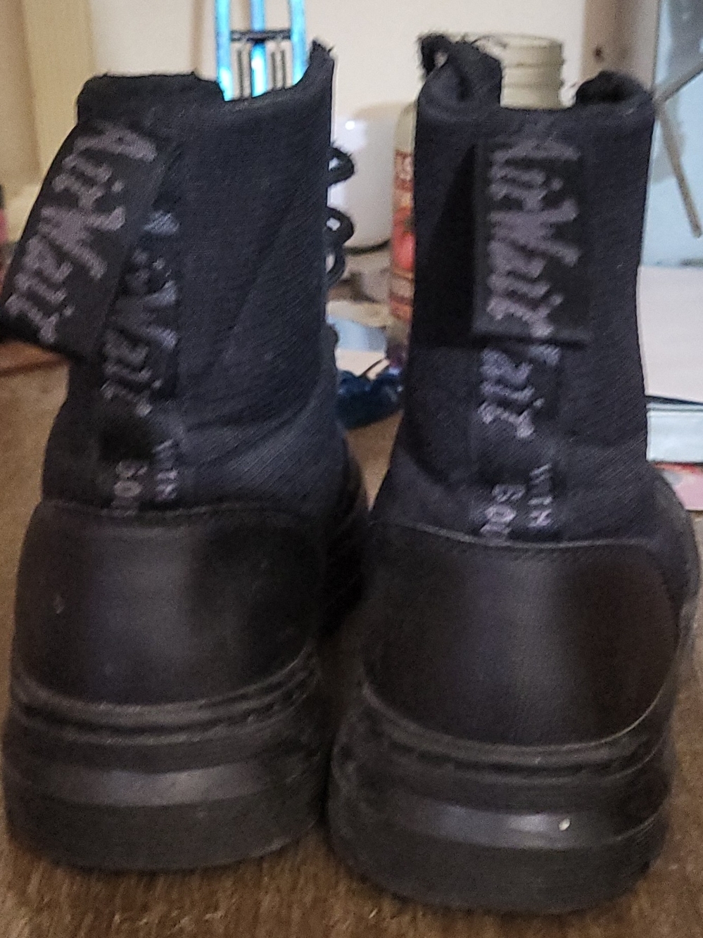 Men's Black Lace-Up Canvas Boots - Picture 4 of 5